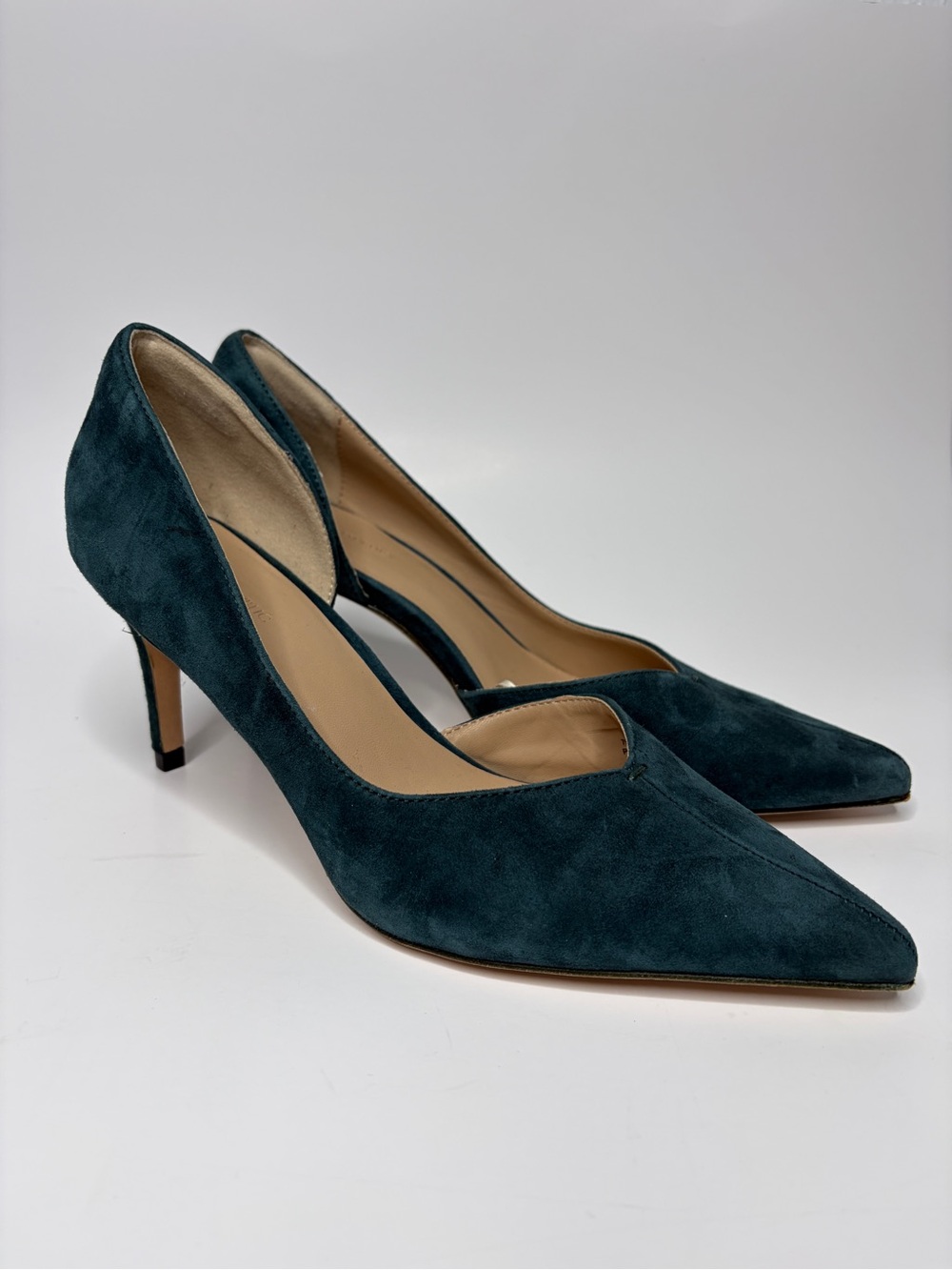 Banana Republic Factory Suede d'Orsay Pump Heels in Pixie Dust Green Size 9 - Picture 2 of 9